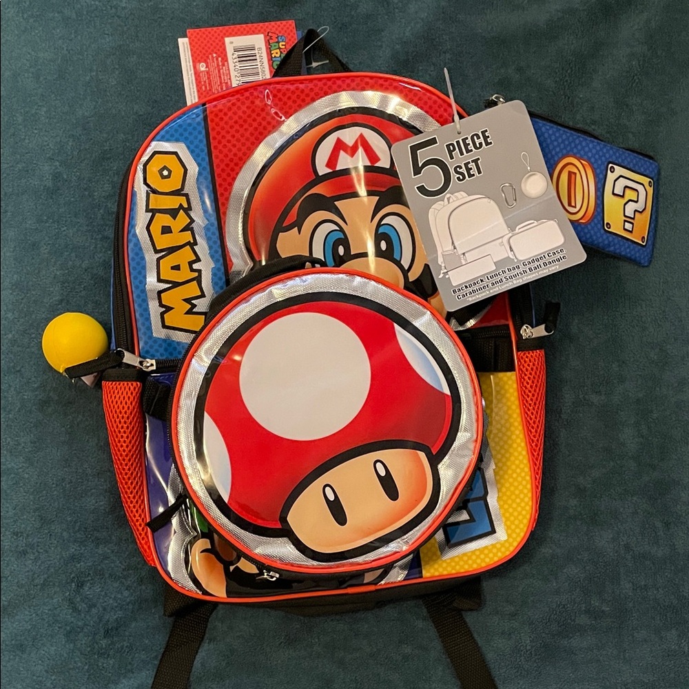 Nintendo Red and Blue Mario Kids Backpack Set